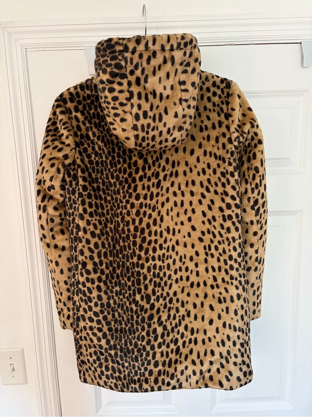 Zara Leopard-Print Hooded Teddy Coat in Tan and Black - Picture 3 of 3